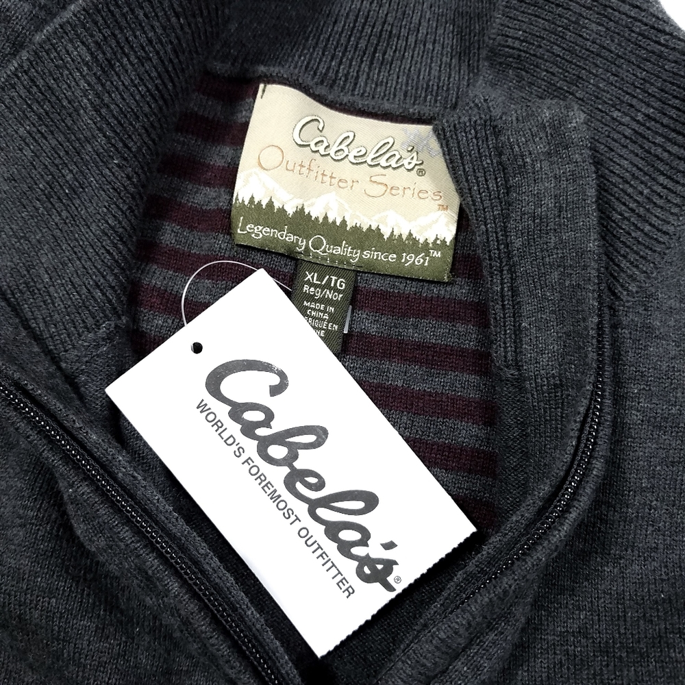 Cabela's Gray Quarter Zip Men's Sweater - Picture 5 of 6